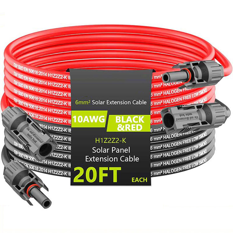 ਸੋਲਰ ਐਕਸਟੈਂਸ਼ਨ ਕੇਬਲ 20FT 10AWG (6mm2) ਸੋਲਰ ਪੈਨਲ ਐਕਸਟੈਂਸ਼ਨ ਤਾਰ